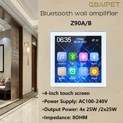 Mini pantalla táctil de 4x25W, amplificador de pared con Bluetooth, Panel de música estéreo, sistema de PA, altavoz de techo de Audio para el Hogar Inteligente