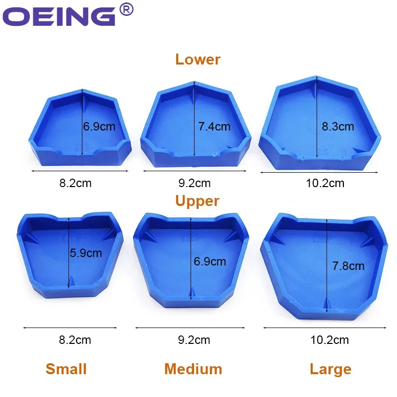 2/6Pcs Dental Model Base Silicon Plaster Model Base Denture Impression Tray Impression Dentistry Former Base Kit Dentist Tools