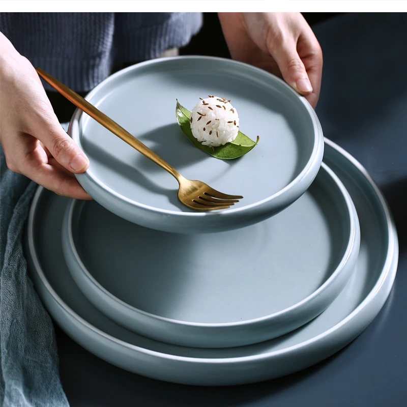 

Ceramic Dinner Household Tableware Restaurant Steak Pasta Room Round