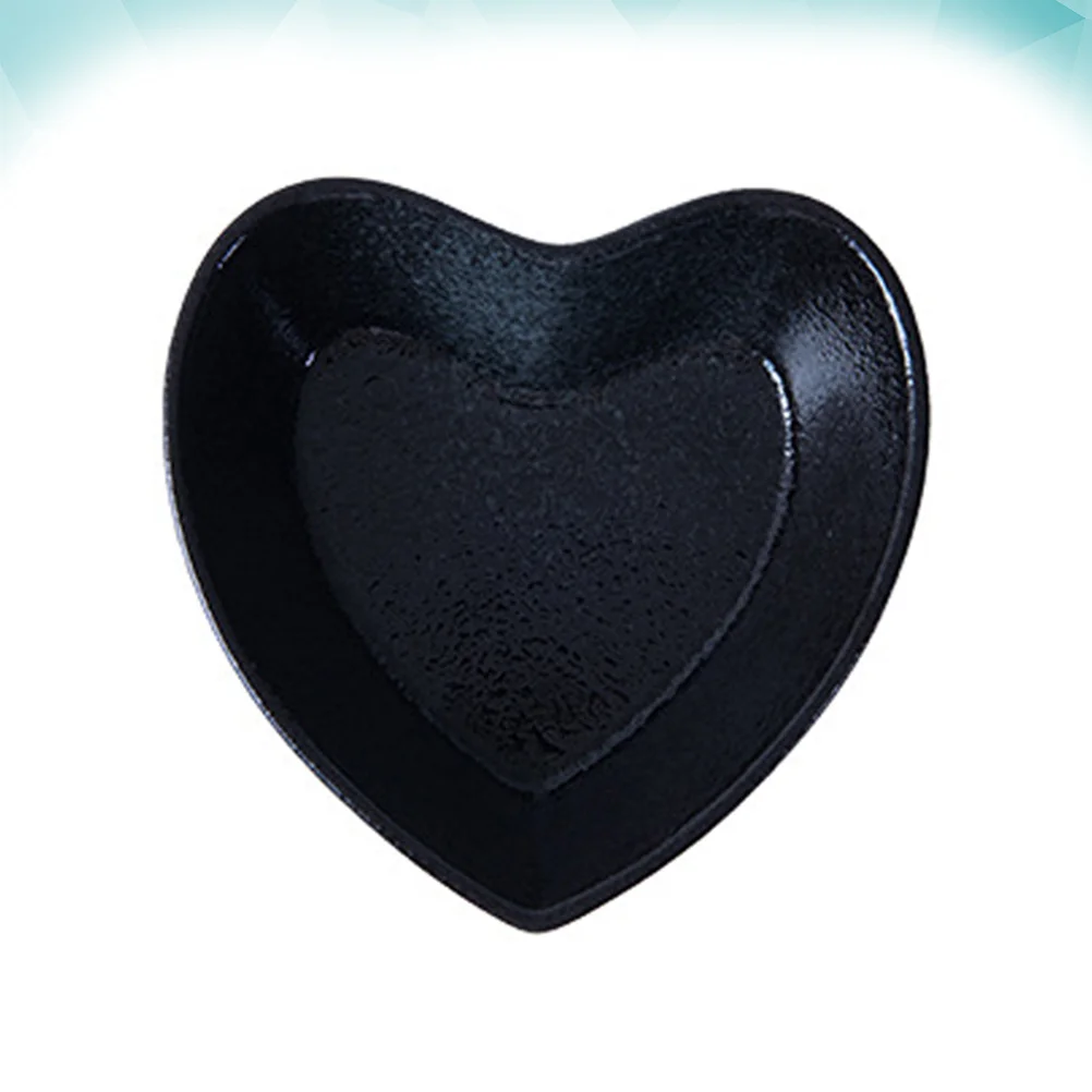 

Black 6Inch Heart Shape Ceramic Bowl for Fruit Breakfast Salad Serving Home Decor Love Bowl Easy Clean Broken Resistant