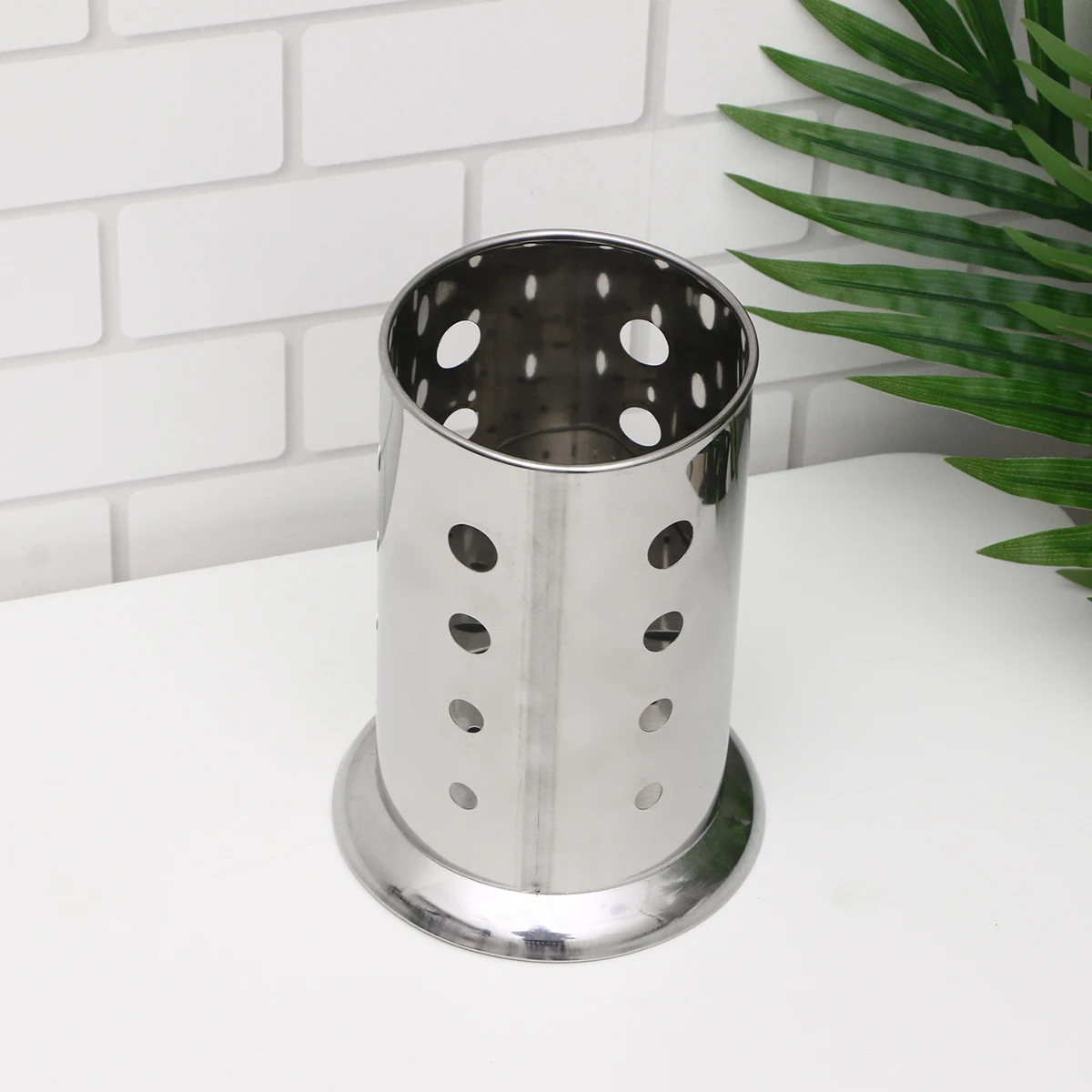 

2 pcs Stainless Steel Chopsticks Holder Round Holes Kitchen Utensil Organizer Waterproof Cutlery Rack Storage Box Tool