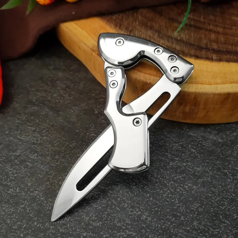 Klappmesser für Grill, Fleisch, Obst und Fisch - Küchenmesser mit Edelstahlgriff - Kochmesser zum Schneiden und Allzweckgebrauch – Detail 11