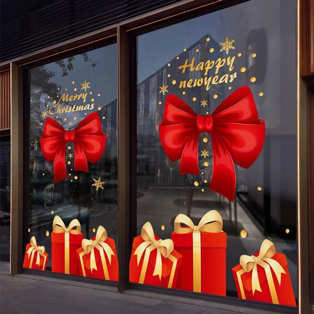 Bow Christmas stickers home windows without trace static electricity stickers holiday decoration, children's room glass stickers