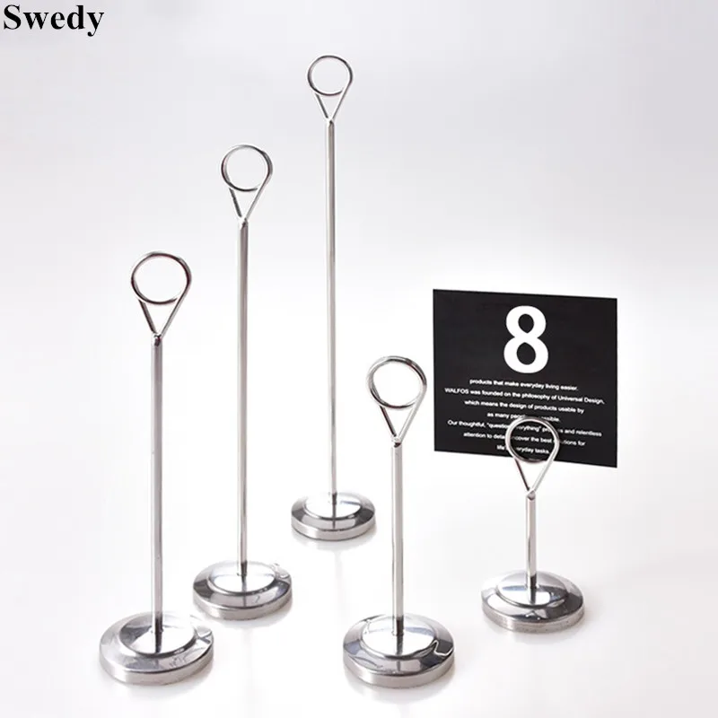 Stainless Steel Table Number Place Card Holder Wedding Party Picture Photo Clip Round Shaped Menu Price Note Holder