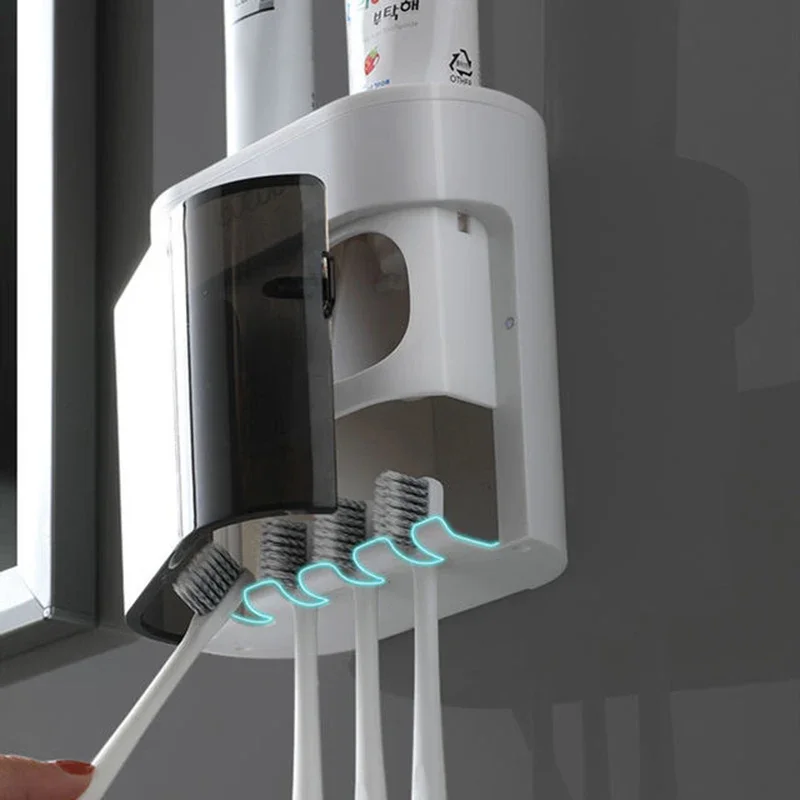 Creative Wall Mount Automatic Toothpaste Dispenser Bathroom Accessories Waterproof Lazy Toothpaste Squeezer Toothbrush Holder