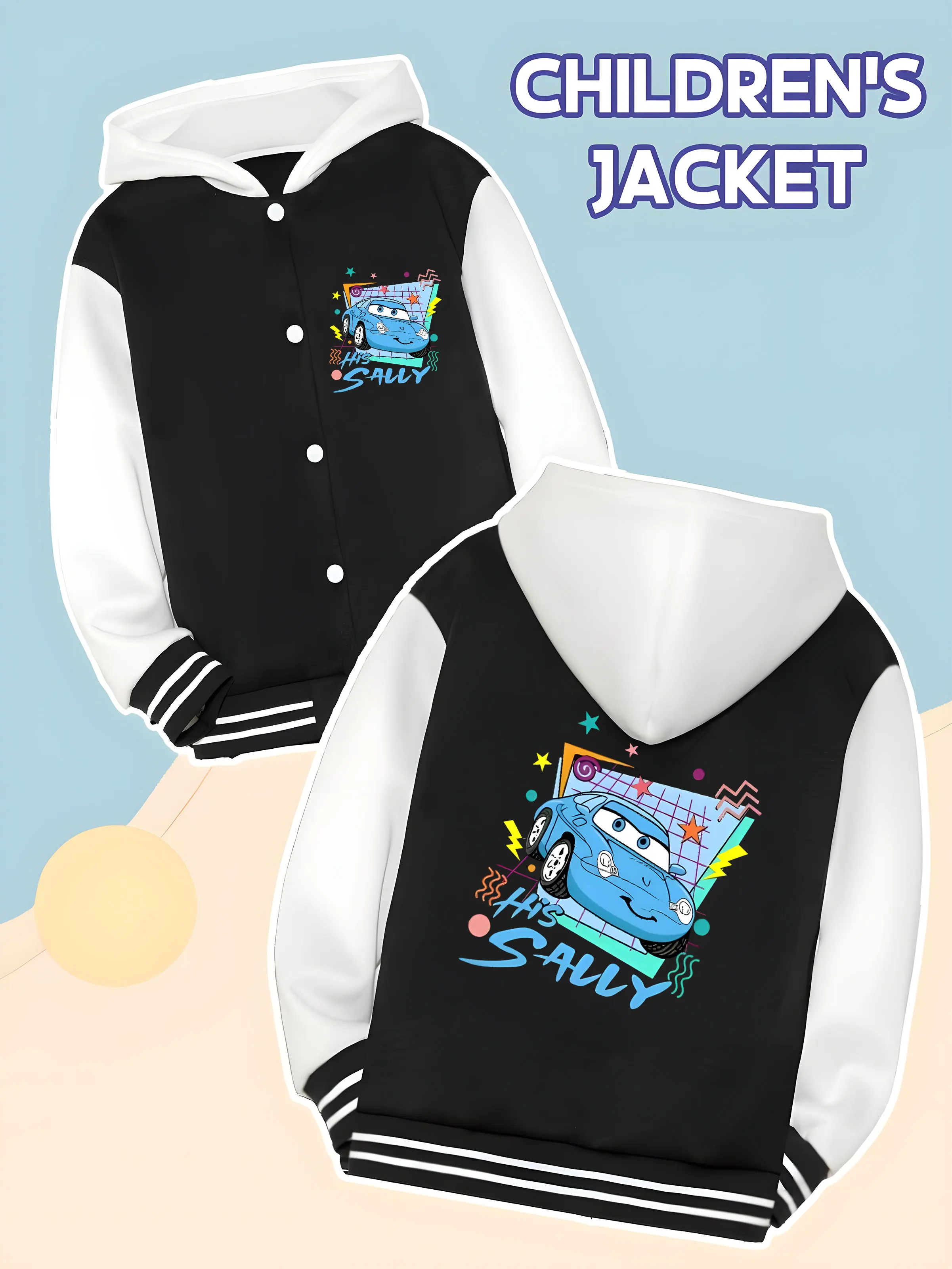 

MINISO Disney Racing: Sally Kids' Baseball Boys' Jacket - Sally Racing Trendy Manga Style Print, Fashionable, Adventure Wear