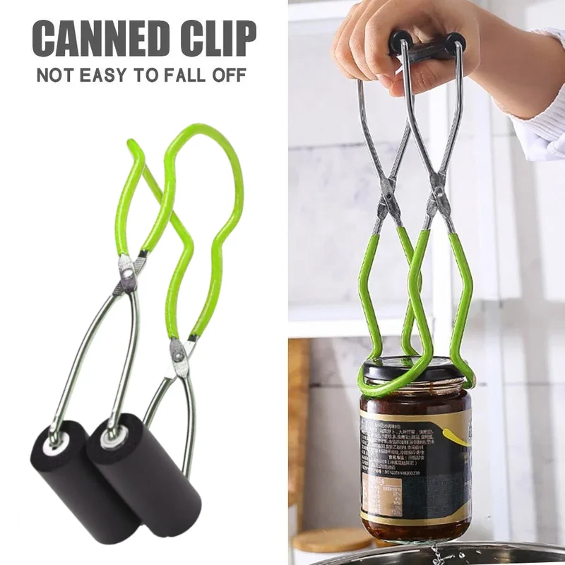 4PCS Canning Jar Lifter with Grip Handle Stainless Steel Can Lifter Tongs Jar Clip Mason Jar Glass Lifter Canning Tool Kit