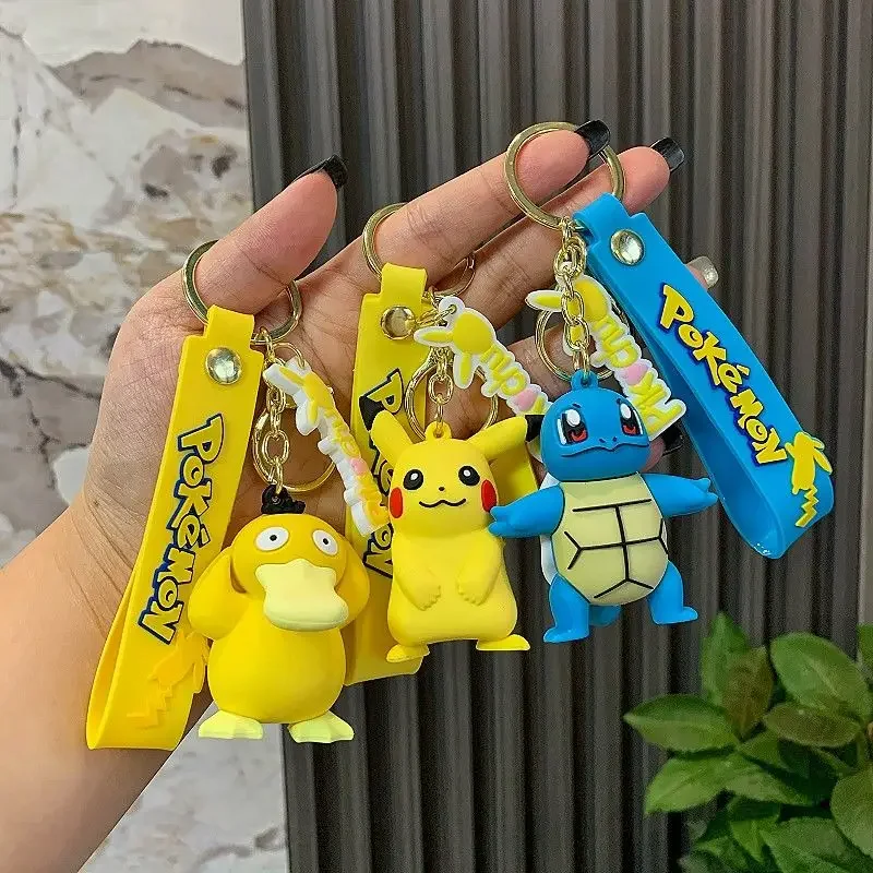 Pokemon Pikachu Keychain Anime Action Figure Toy Kawaii Cartoon Fashion Charmander Psyduck Doll Keyring Car Bag Pendant Kid Gift