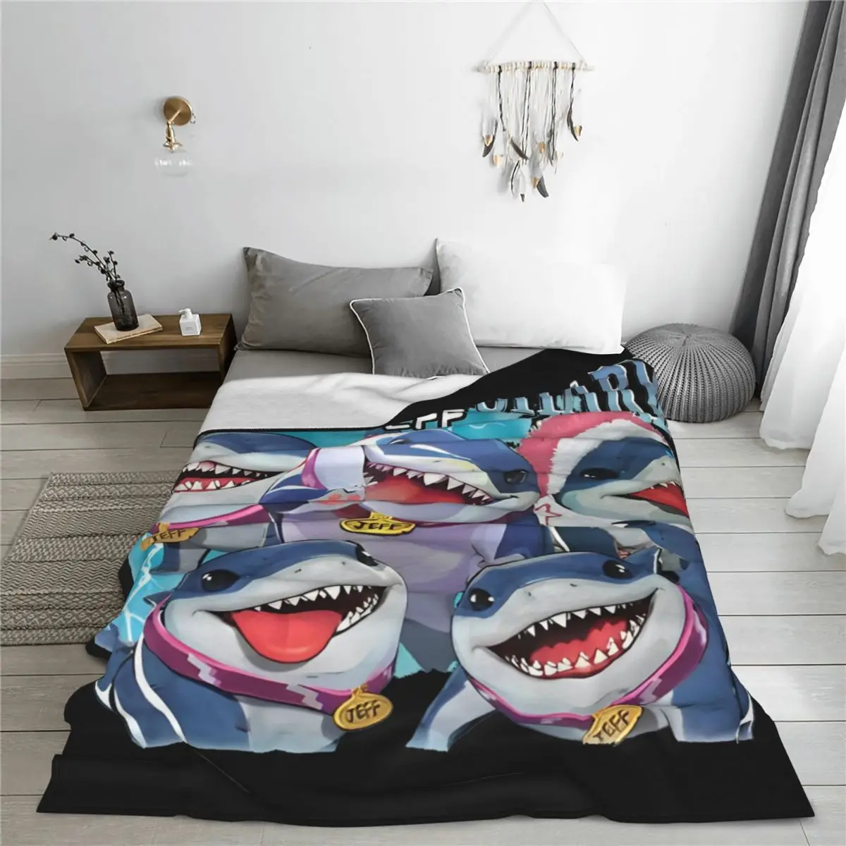 Marvel-Rivals Jeff The Land Shark Funny Blanket Cover Video Game Throw Blankets Travel Portable Lightweight Multi-function Quilt