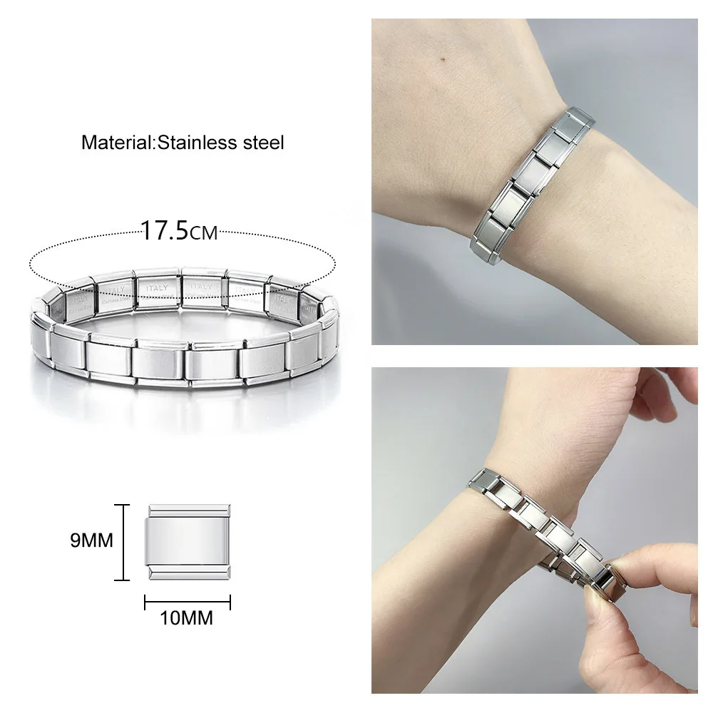 2024 New Women\'s Jewelry DIY 9mm Width Itanlian Elastic Charm Bracelet Fashion Stainless Steel Fashion Bangle