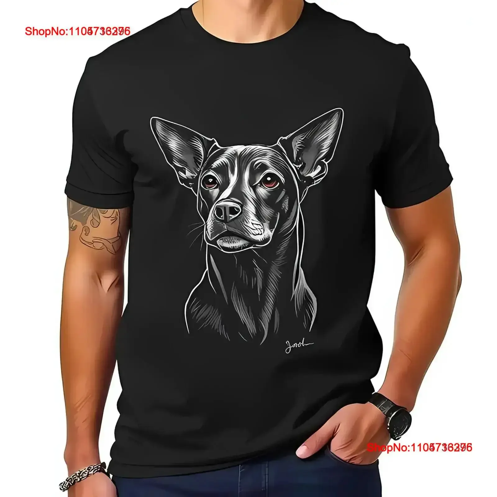 Stylish Black Chihuahua T Shirt Artistic Engraved Design Minimalist All cotton vintage Washed Breathable Soft Stretched homme