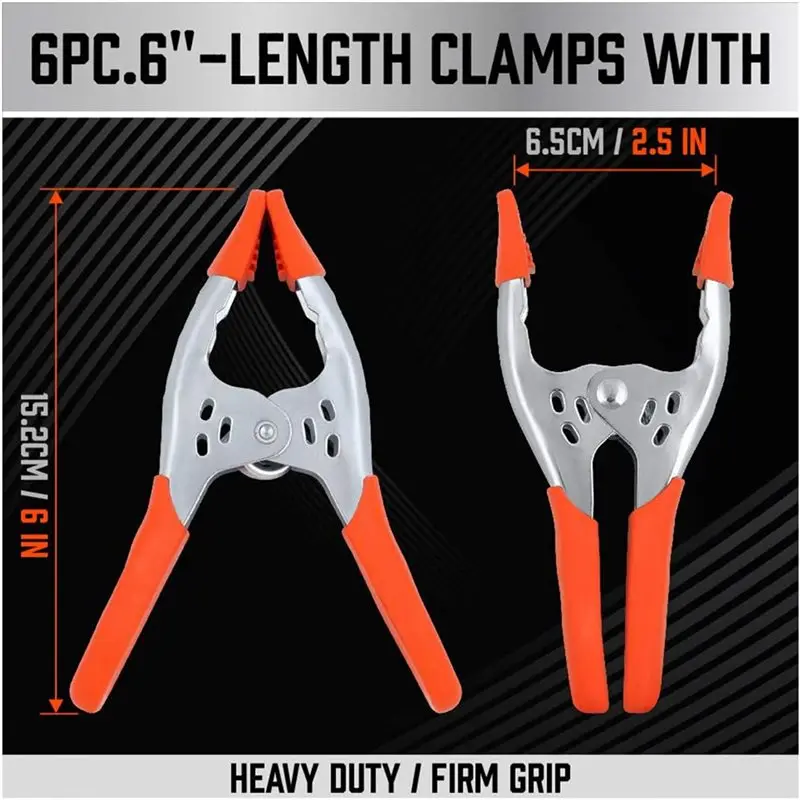 A27F-12Pcs 6Inch Spring Clamp, Heavy Duty Spring Metal Spring Clamps, 2.5-Inch Jaw Opening