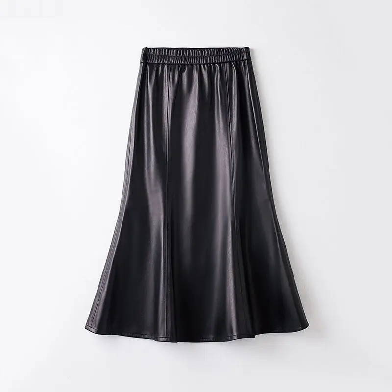 Female high waist slimming A-line wrapped buttocks fish tail skirt autumn and winter new temperament big swing mid length skirt