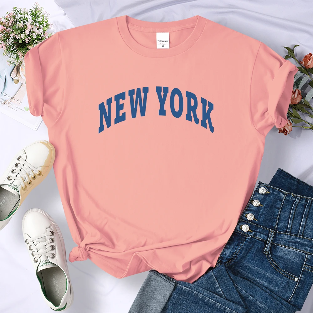 New York, Usa City Print Women T-Shirts Cool Hip Hop Vintagecrop Top Summer Breathable Tee Shirt Sweat Casual New Female T Shirt