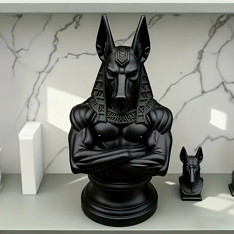 3D‑Printed Anubis Statue, Egyptian Mythology Figurine, Art Decor for Desktop, Entrance, Living‑Room and TV Cabinet