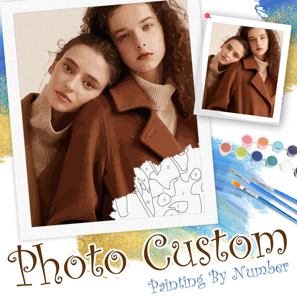 24/36/48 Color Personalised Painting By Numbers Photo Custom person Animals Family canvas painting Acrylic Paint Diy Gift