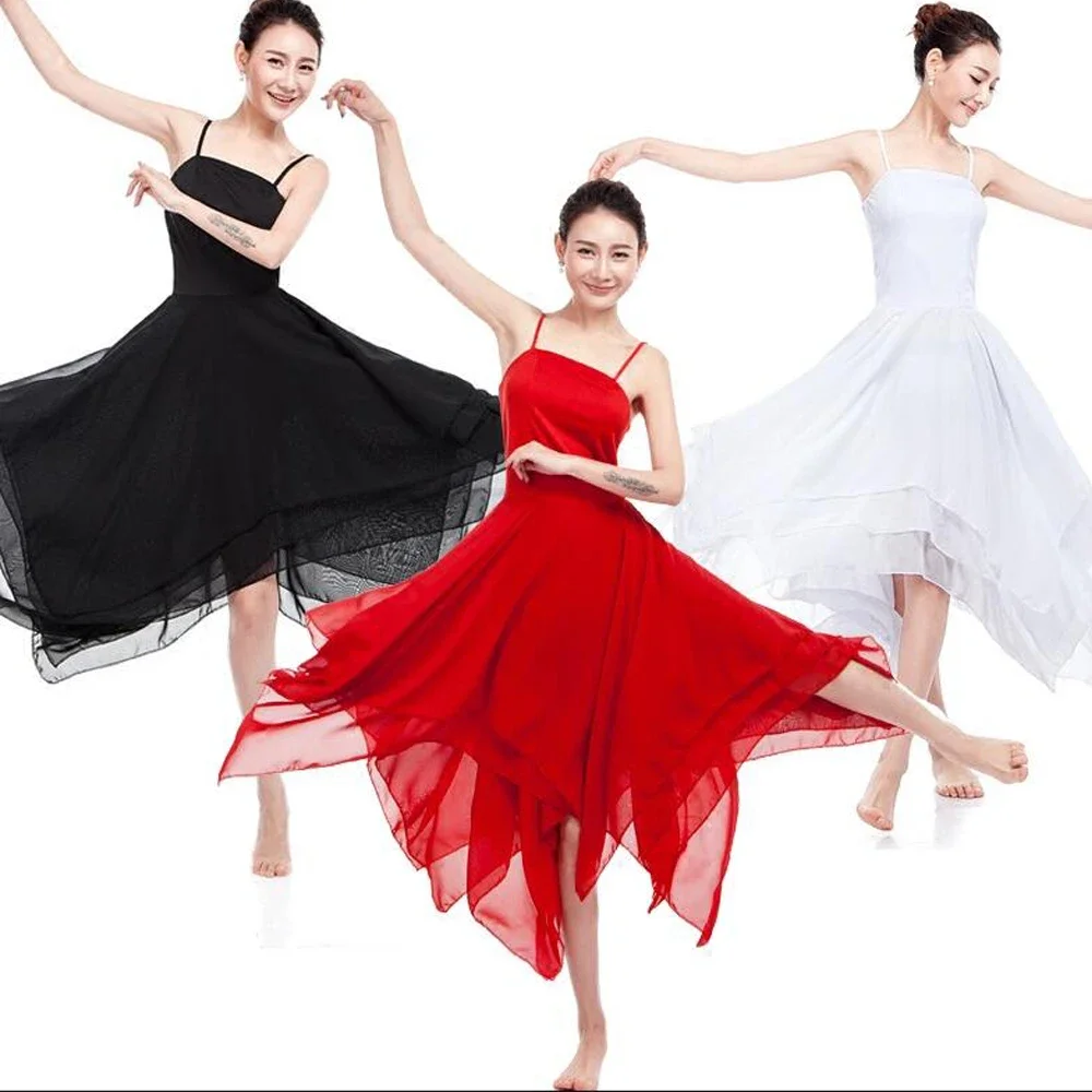 Vestido de Balé Feminino, Vestidos de Dança Adulto Contemporâneo, Roupa de Treino, Roupa Performance, Moderno, Elegante