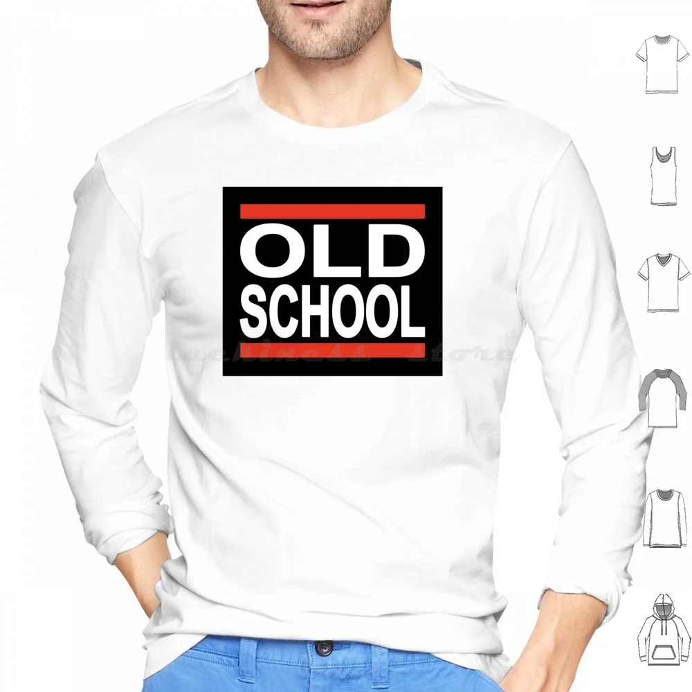 Old School Hoodies Long Sleeve Old School Eighties 80s Rap Hip Hop Vinyl Records Turntable Play Vinyl Vintage Music