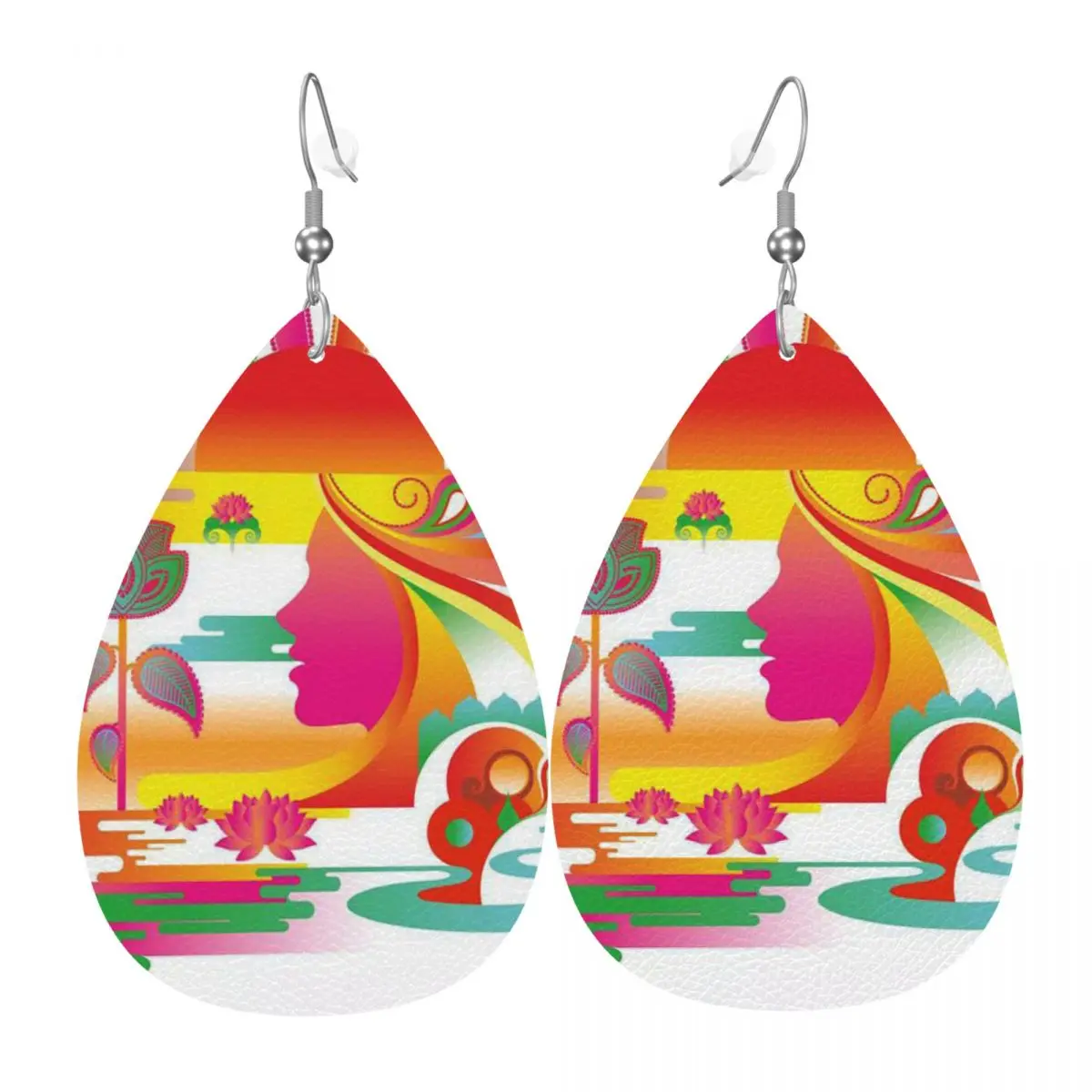 

Custom Drop Dangle Earrings E-Escadas Leather Teardrop Earrings PVC Leather for Gifts Dainty Jewelry