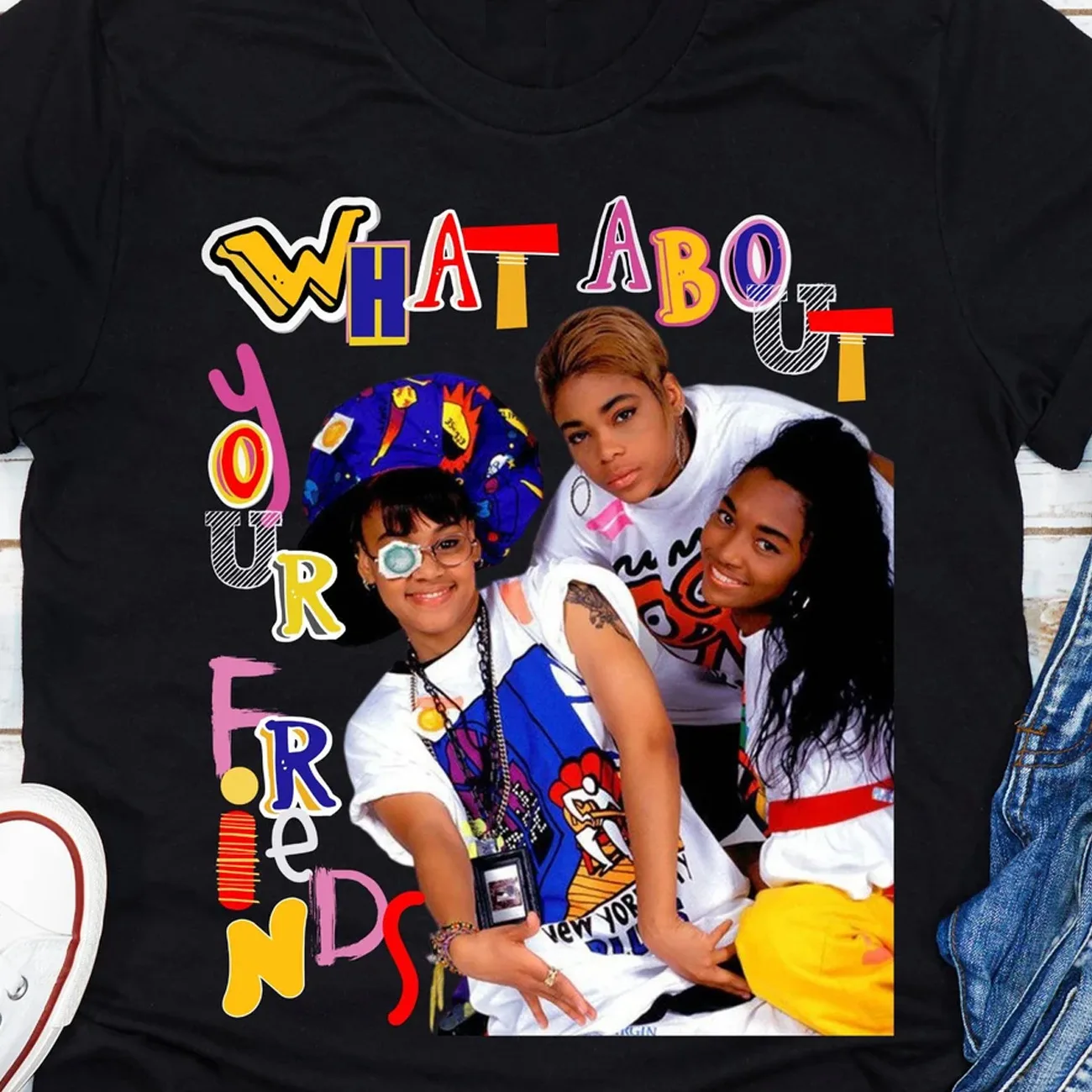 TLC band what about your friends black T-shirt All sizes S to 45Xl 1F823