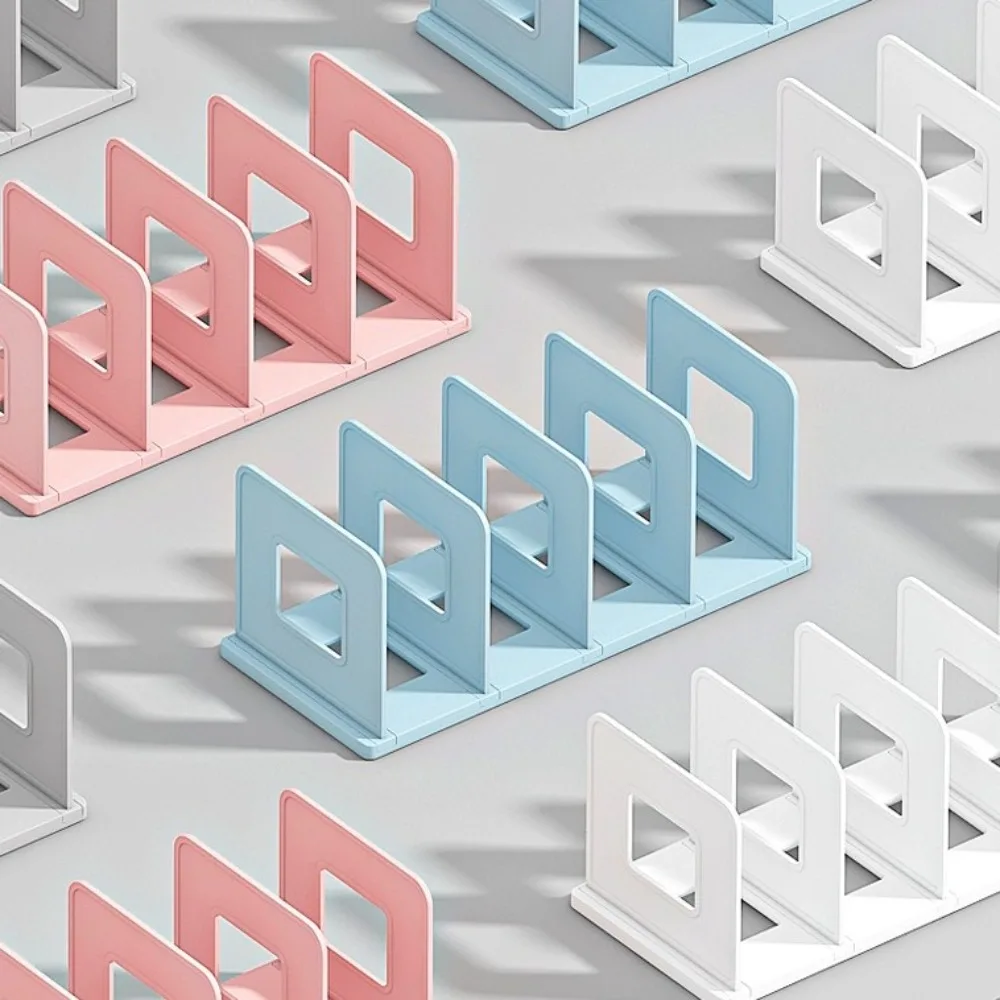 Four Grid Desktop Book Stand Detachable Space-Saving Bookshelf Divider Baffle Adjustable Sturdy Book Storage Rack