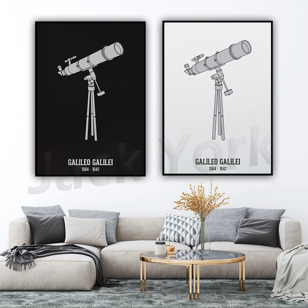 Science Decor for Classroom, Famous Scientist Poster, Astronomer Poster, Telescope Wall Art, Geek Prints for Nerds