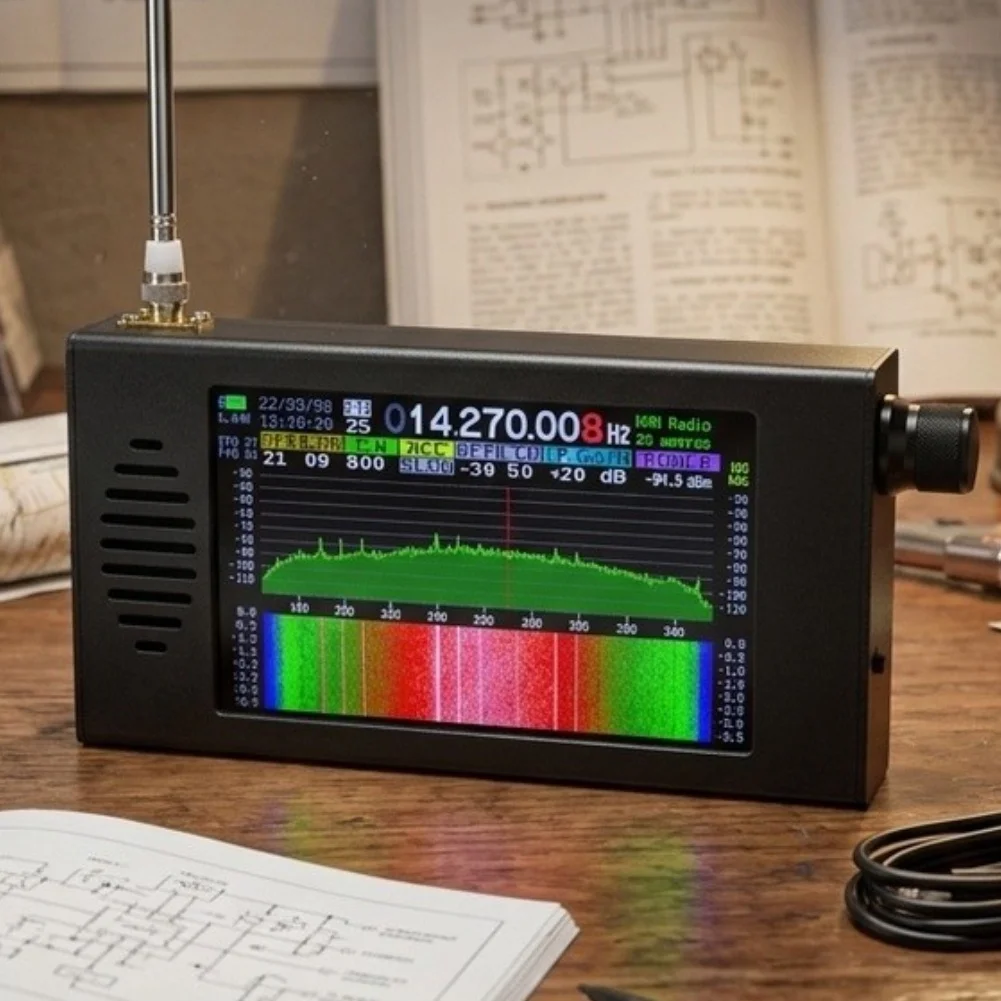 For DSP Radio for HF VHF UHF Reception 4.3 inch 800x480 IPS Display 16-Bit Sampling Portable Aluminum Enclosure