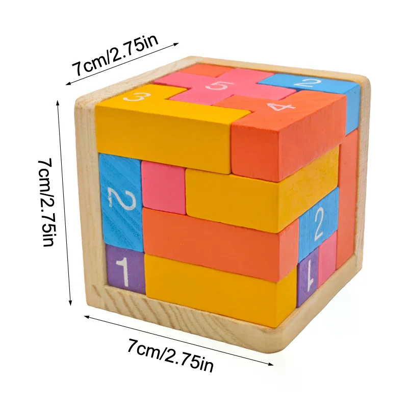 Kolorowe drewniane kostki, klasyczne układanki Luban Lock Cube 3D, zabawki edukacyjne dla dzieci i dorosłych