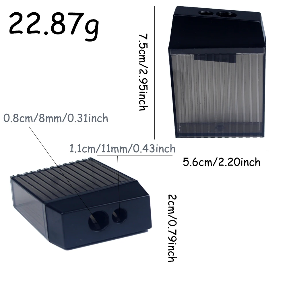 Grande Estilo Double-Hole Plastic Handheld Sharpener, Escritório Papelaria, Material Escolar Estudante, 523A, 1Pc