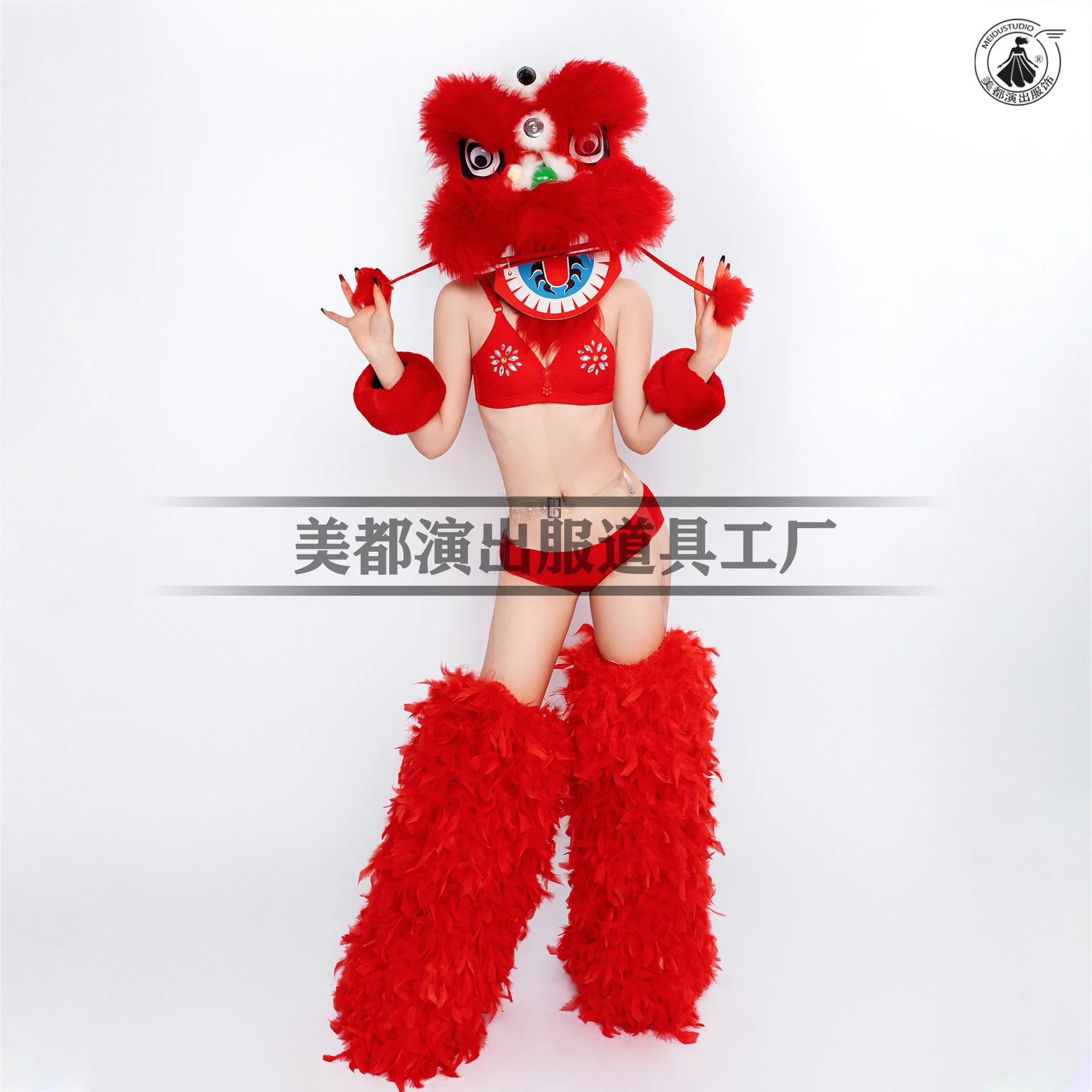 Jazz For Women New Chinese Style Lion Head Performance Costumes for Spring Festival, Mid-Autumn Festival and Nightclub Shows