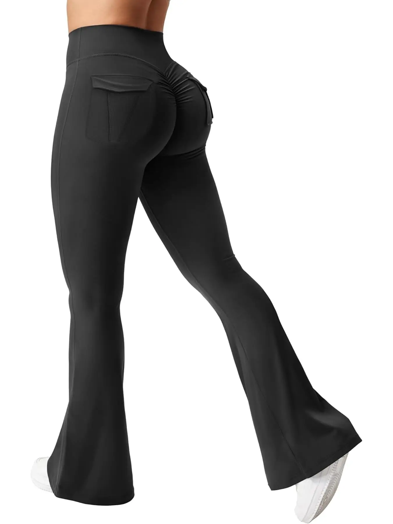 Women Workout Flare Leggings High Waisted with Pockets Butt Lifting Scrunch Bootcut Yoga Pants