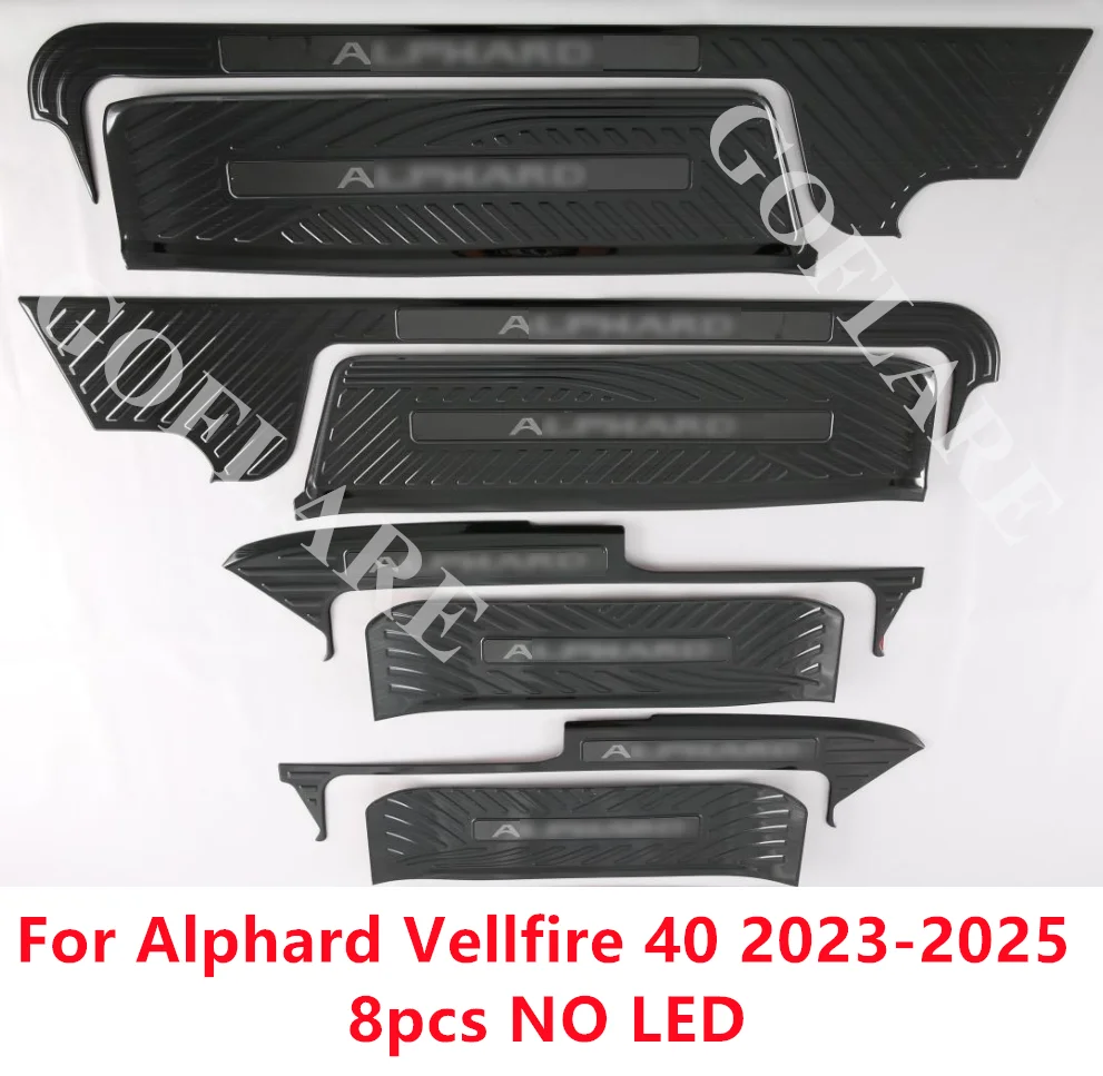 For Toyota Alphard Vellfire 40 AGH40 accessories 2023-2025 led light foot side door sill illuminated step scuff plate thresholds