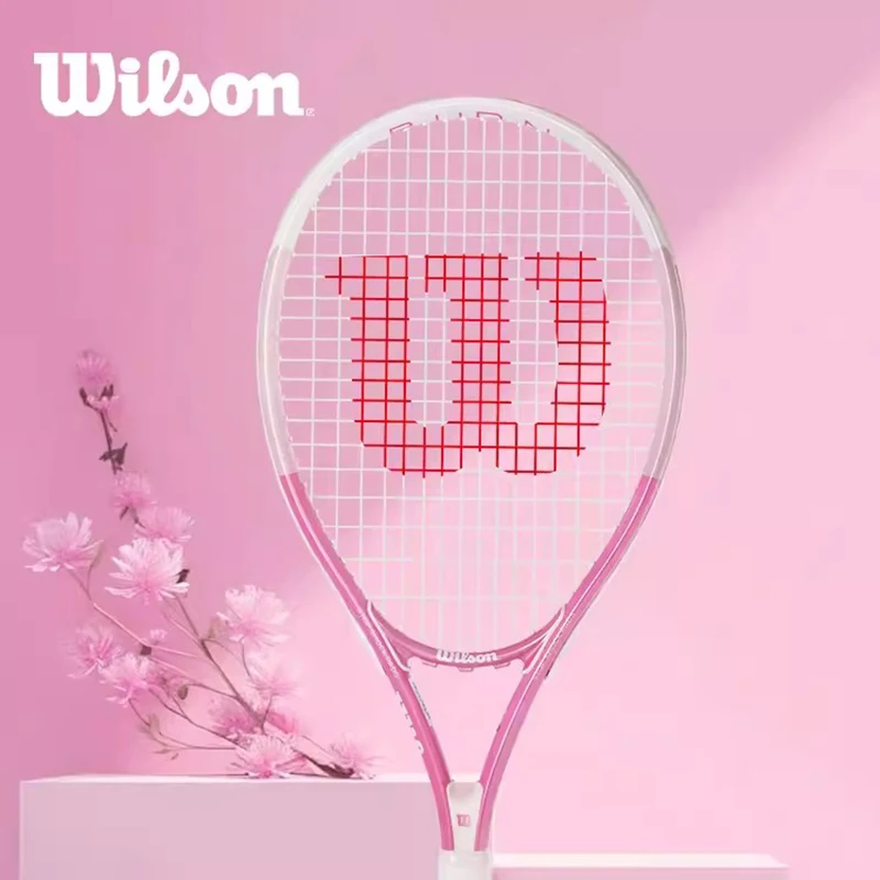 Raquetas de tenis Wilson, raquetas profesionales de aleación de carbono para principiantes y adultos con línea, raqueta de tenis elástica para principiantes de autopráctica