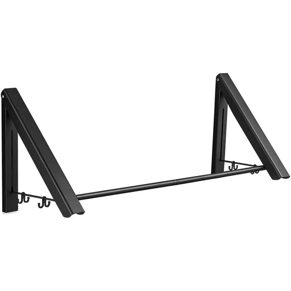 

Compact Wall-Mounted Retractable Clothes Drying Rack for Indoor and Outdoor Use with Hooks, Suitable for Attic and Garage