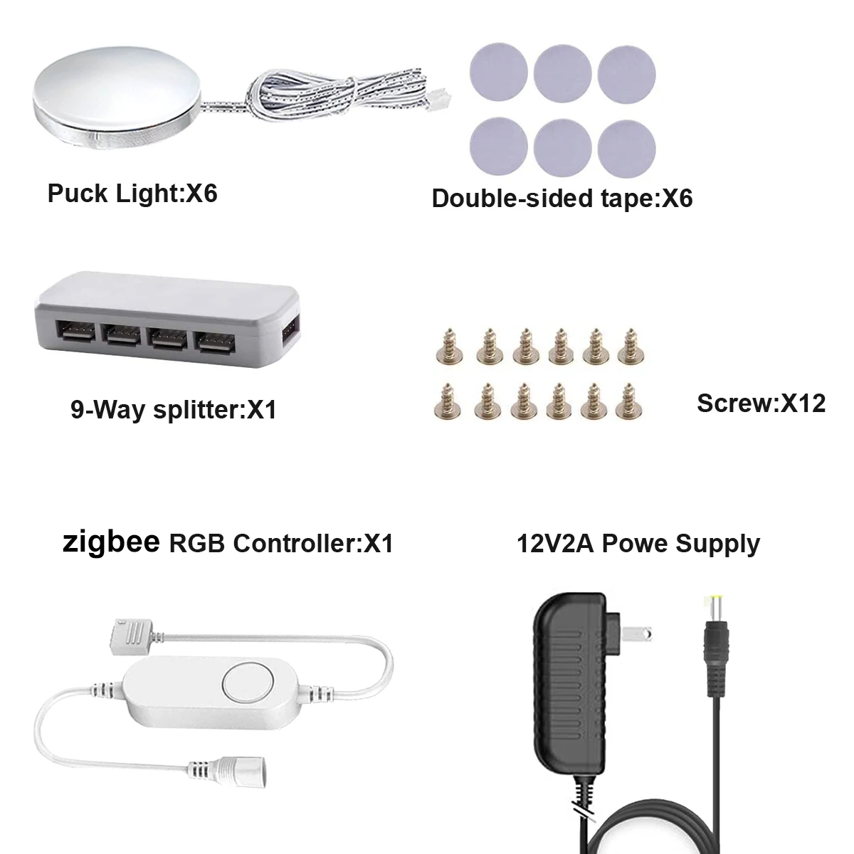 DC12V Zigbee RGB LED Under Cabinet Lighting Dimming Kitchen Counter Furniture Lighting Kit For Smartthings tuya Hub Echo Plus