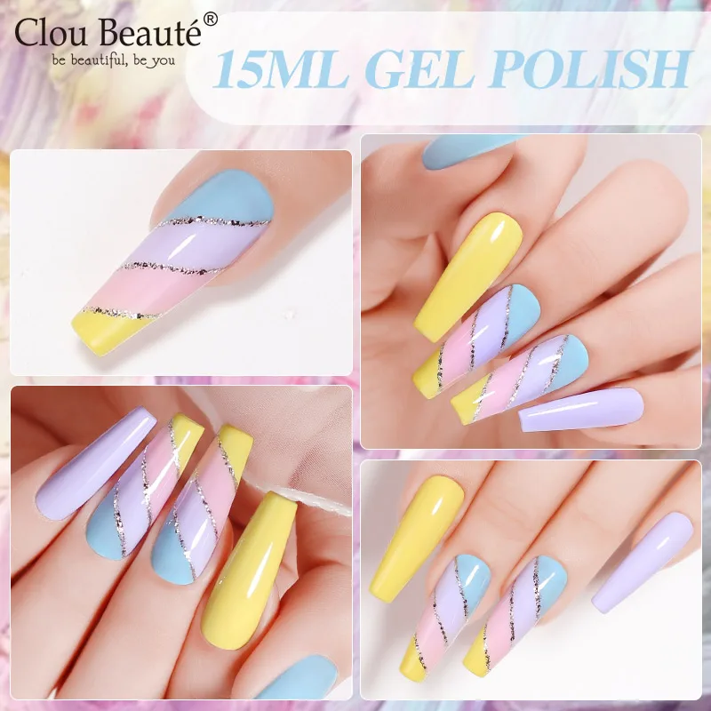 Clou Beaute 15 ml UV Gel Nail Art Geen Veeg Gehard Top Coat Base Coat Primer Manicure Gel Nagellak 400 + Kleur Gel Polish