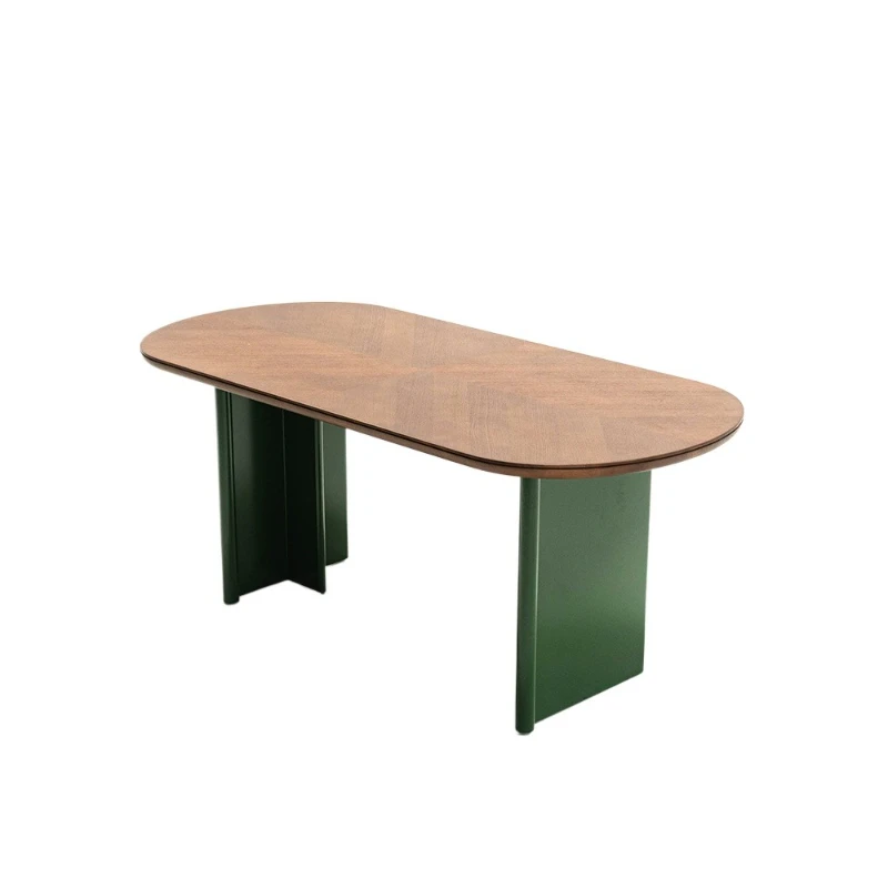 

Minimalist concept/green forest dining table/French retro solid wood dining table and chairs household oval dining table