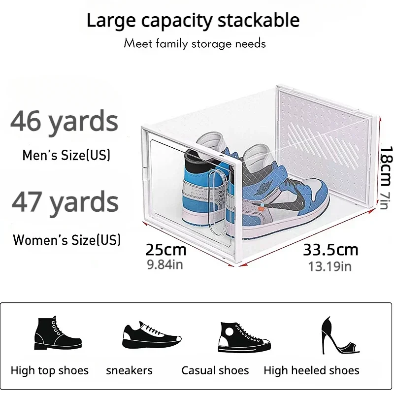 Large transparent shoe box, can stack and organize shoe racks, shoe box storage box, display box, thickened and sturdy