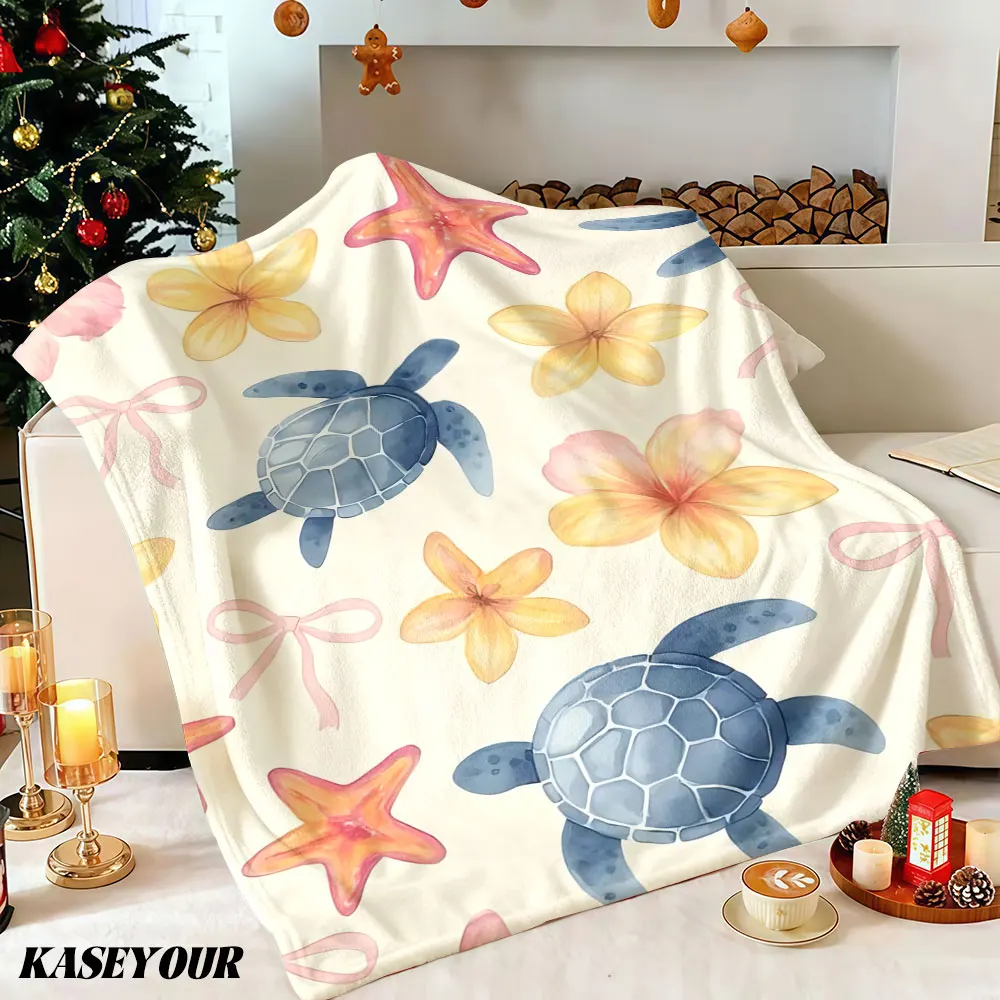 Tropische Schildkröten Winter Sommer Flanell-Decke Fleece-Überwurf Weiche Flauschige Plüsch-Kuscheldecke für Sofa Ideale Geschenke