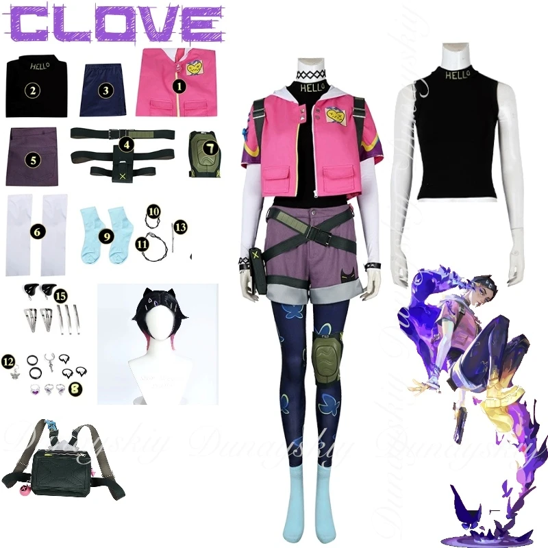 VALORANT Game Clove Cosplay mit exklusivem Kleid, The Controling Hero Charakter und The Eternal One Cosplay-Kostüm voller Set
