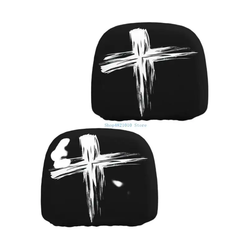 

T3LF Comfortable Car Headrest Cover Halloween Skull Print Universal Auto Accessories