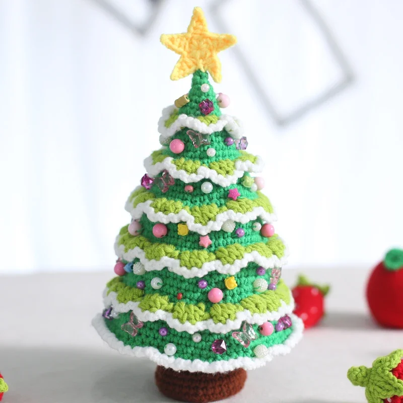 handmade crochet christmas tree and apple Window Dressing Photography Prop Handmade Knitted Toy Christmas gifts for Children