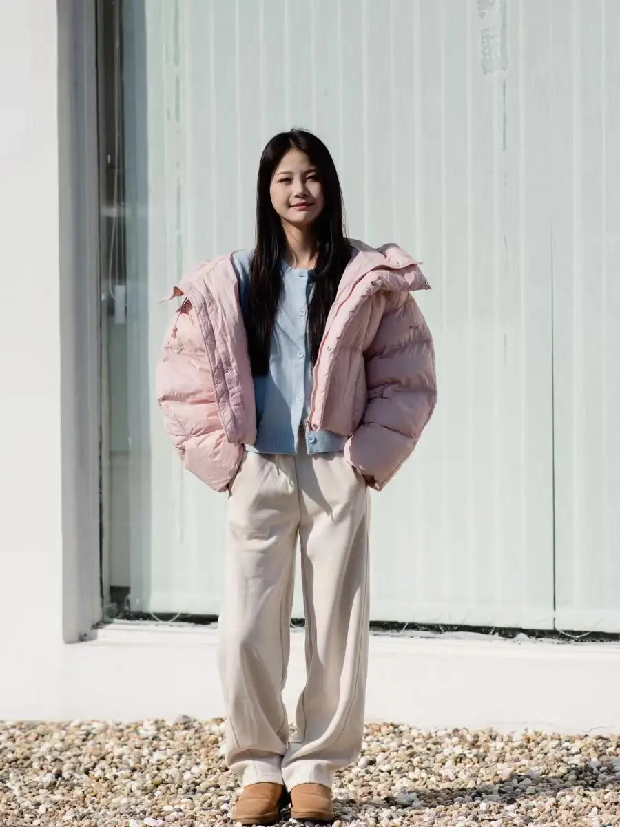 

White Daisy Women's ort Puffer Jaet Du down 90% White Du Feather Quilted Coat Commute Sle Autumn Winter 2024