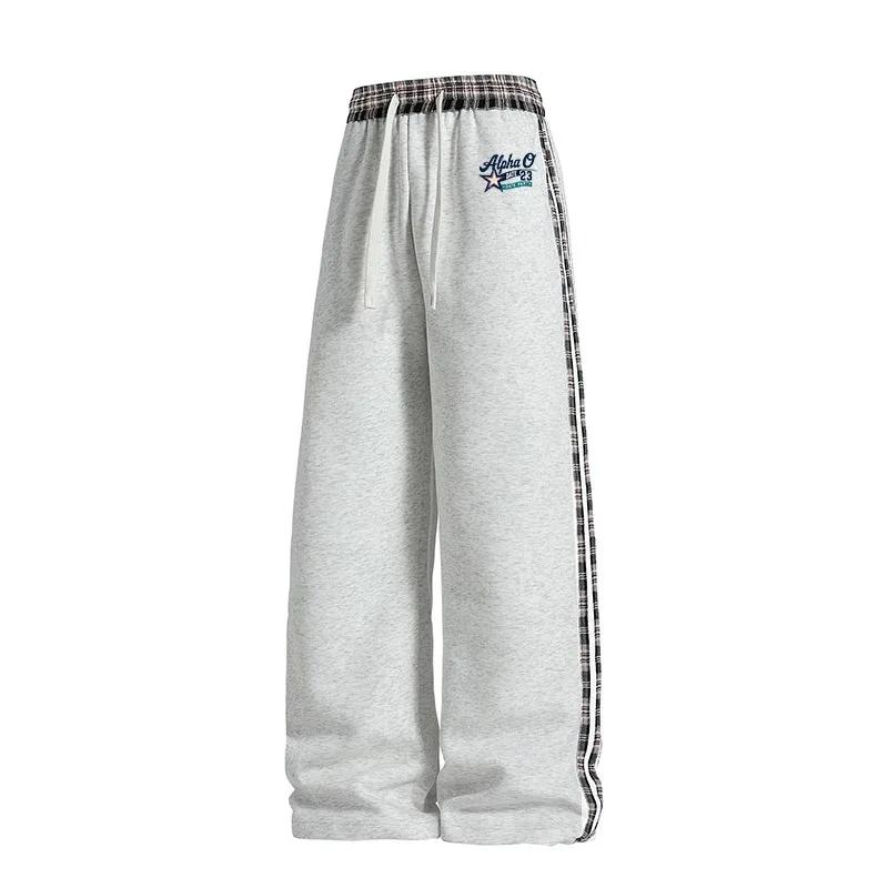 

Casual Plaid Striped Men's Pants Loose Straight Leg Sporty Long Trousers Spring Autumn Fashion Brand Sensation Draping Sweatpant