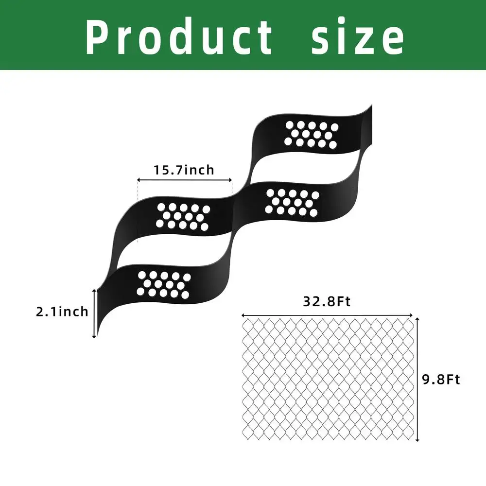 Geo Grid Oprit Stabilisatiesysteem Zwaar uitgevoerd tuingaster 321 m2 2 "dik Hoge treksterkte HDPE Materiaal 9,8x32,8ft