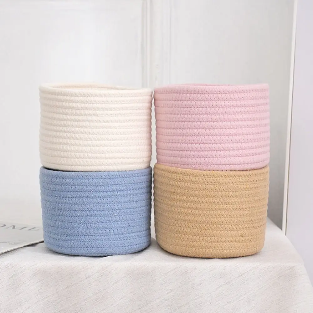 Cosmetics Basket Cotton Rope Storage Basket Nordic Style Minimalism Woven Storage Basket Handmade Desktop Organizer
