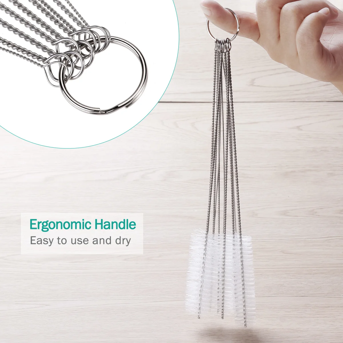 

10Pcs Tube Cleaning Brushes 20Cm Long 2-24Mm Diameter Nylon Bristle Brush for Reusable Straws Glasses Pipes Maintenance