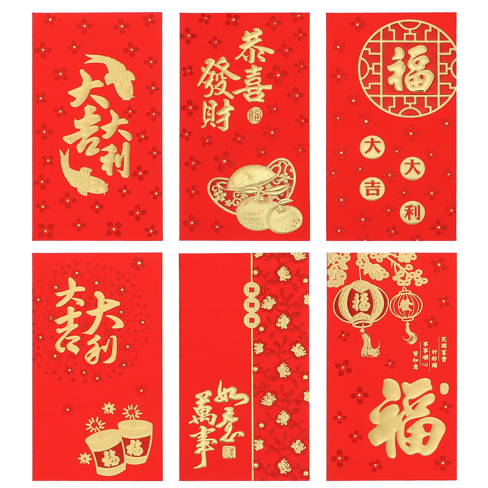 30Pcs Chinese Style Red Envelope Delicate New Year Money Pocket Gift Envelope Bright Color Festive Red Packet Gift Hong Bao