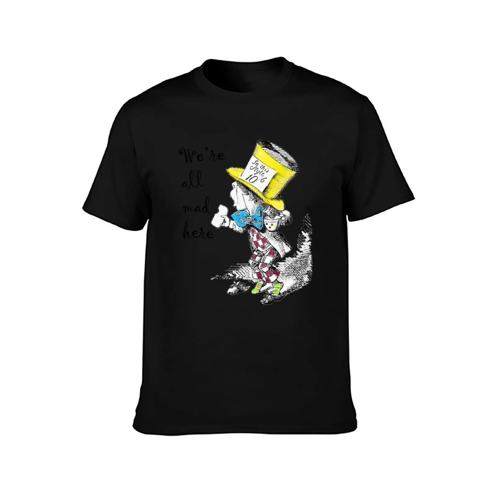 Mad Hatter Tea Party T-Shirt, Summer Casual Cotton Tee, Oversized Streetwear Tops, Vintage Graphic Print, Loose Fit Short Sleeve