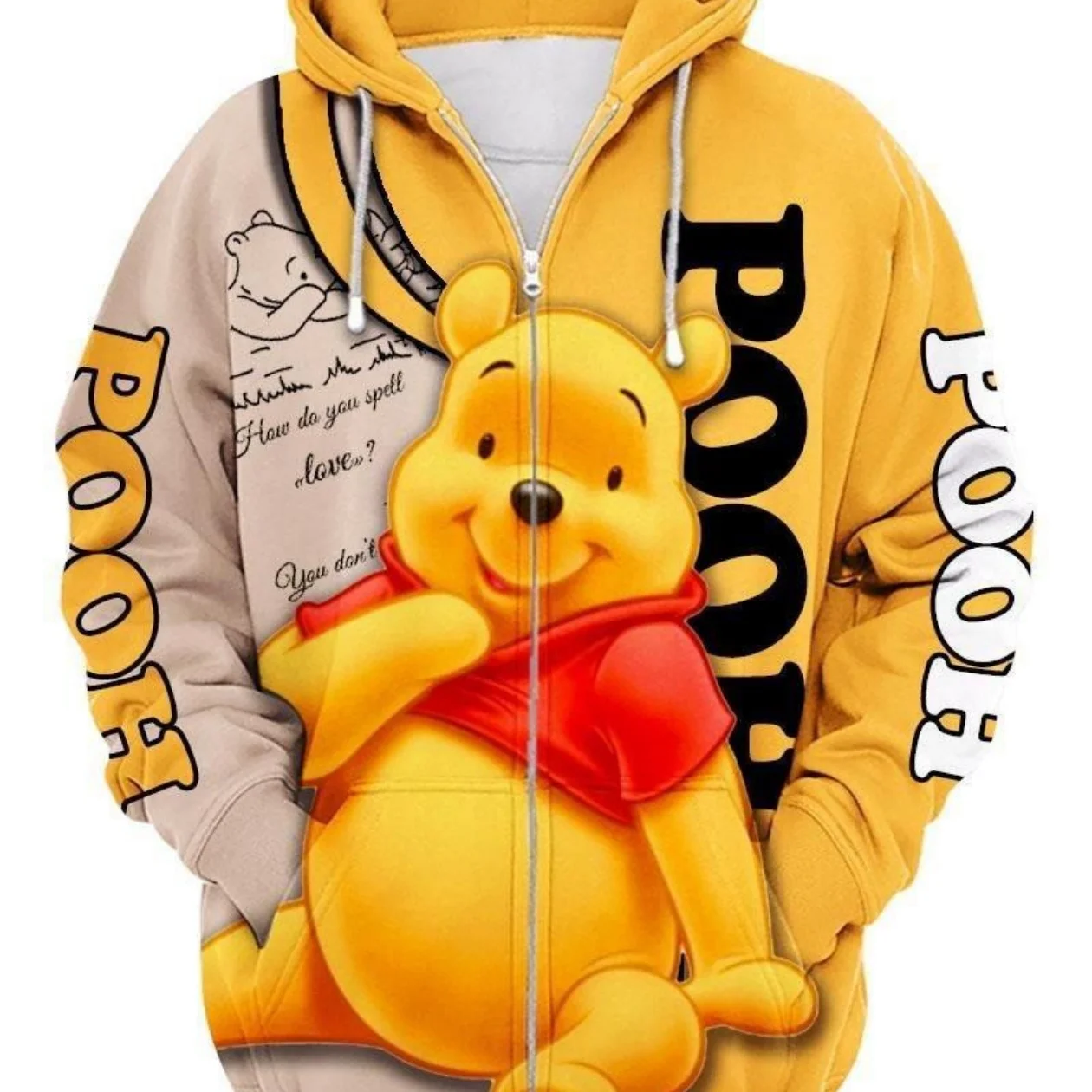 Disney Hoodies Winnie de Poeh Hoodie Winnie de Poeh en Vrienden Geel Wit Hoodie Schattig Prachtig Disney 3D Hoodie Kostuum